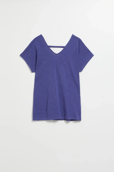 Bluzka z dekoltem w serek fioletowa 