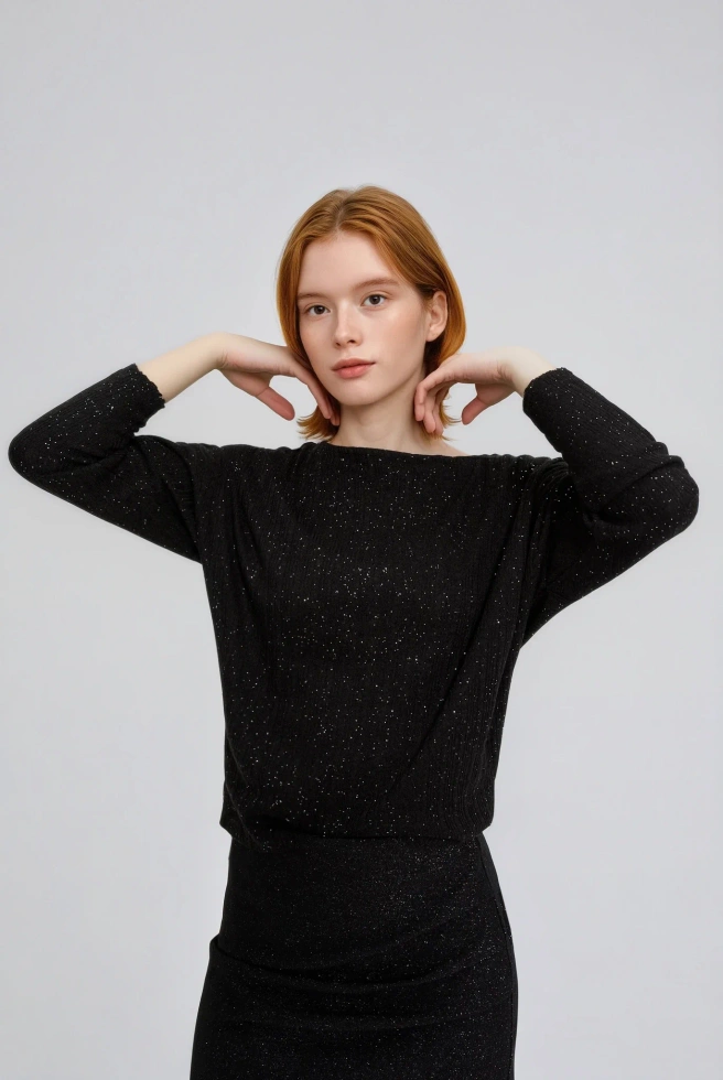 Błyszcząca bluzka czarna