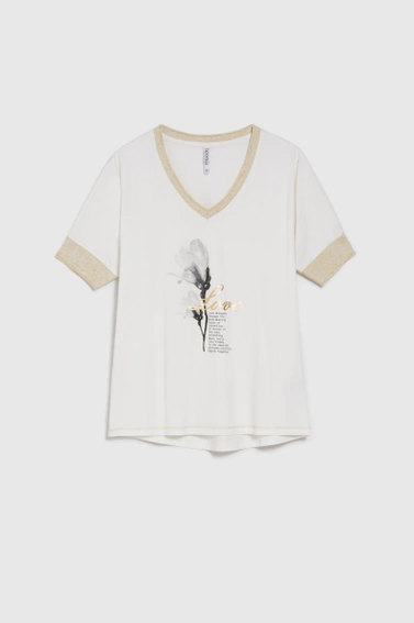 Bawełniana bluzka z nadrukiem biała