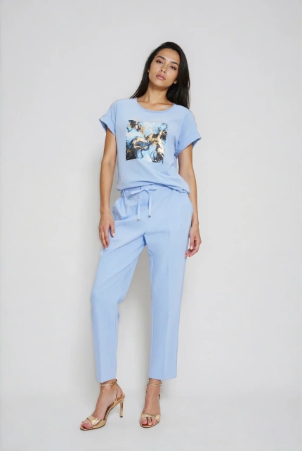 T-shirt z nadrukiem błękitny