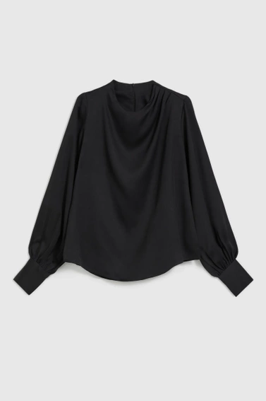 Elegancka koszula z bufiastymi rękawami czarna