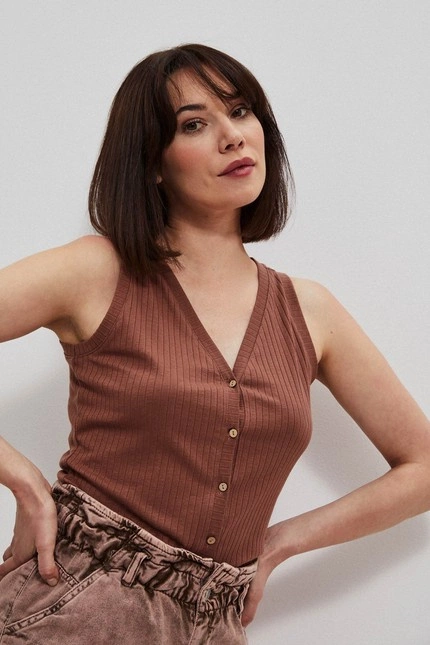 Prążkowany top czekoladowy