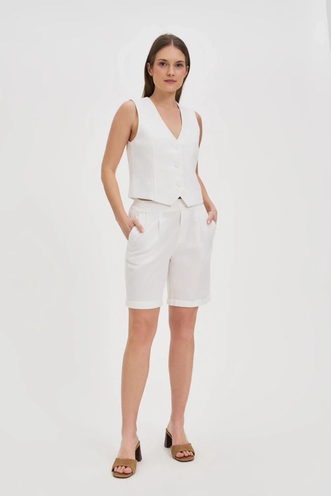 Kamizelka z dodatkiem lnu biała
