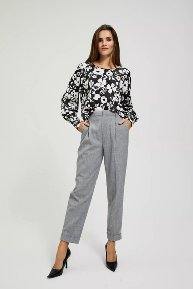 Koszula z kwiatowym printem i bufiastymi rękawami czarna