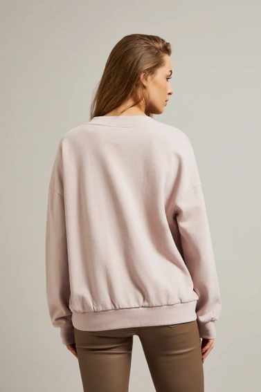 Bluza z dekoltem w serek i długimi rękawami różowa