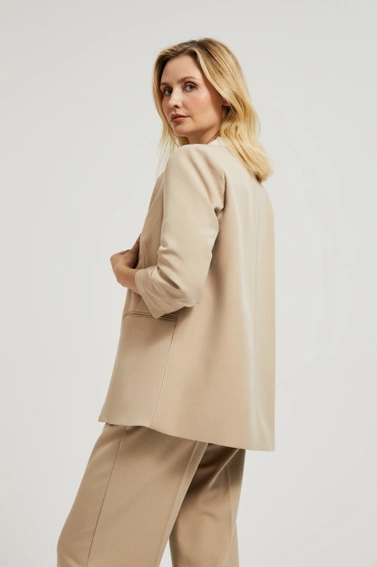 Marynarka z marszczonymi rękawami 3/4 beżowa