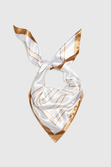 Apaszka z geometrycznym wzorem biała