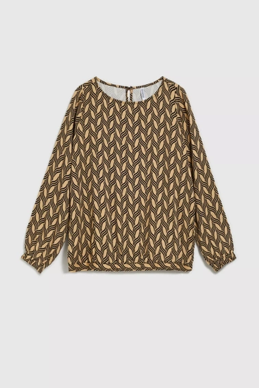 Wzorzysta koszula o prostym fasonie beżowa