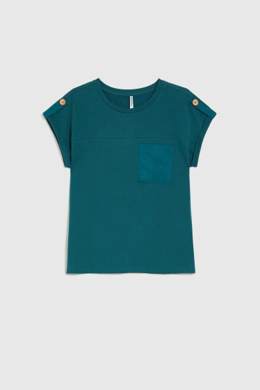 T-shirt z kieszonką ciemnozielony