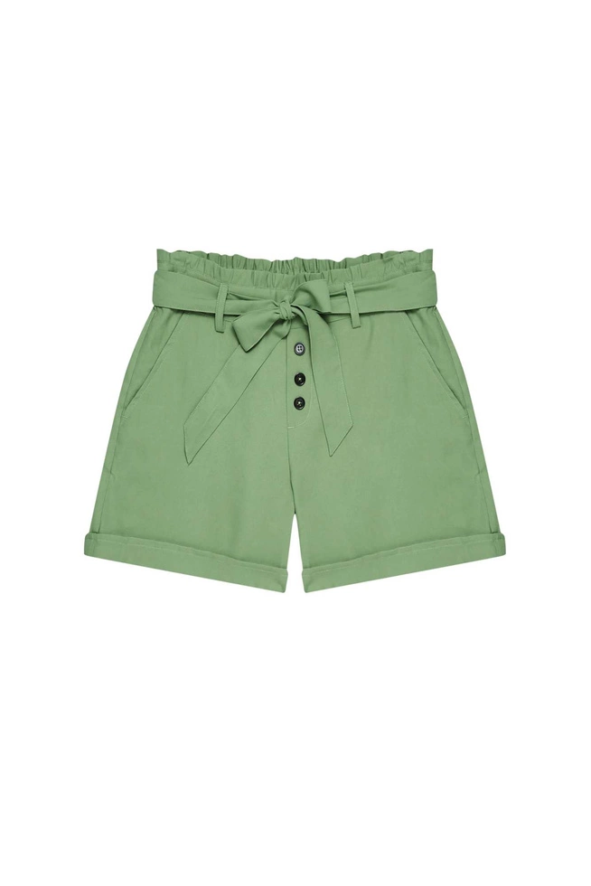 Gładkie szorty z wiązaniem malachitowe