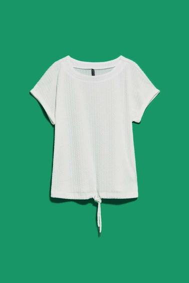 Bluzka ze strukturalnej tkaniny perłowa