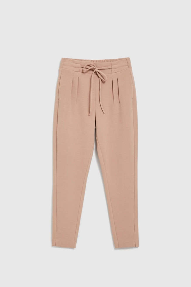 Spodnie z wiązaniem beżowe