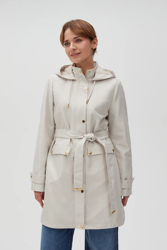 Parka z kapturem beżowa