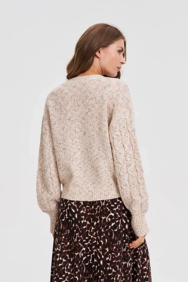 Kardigan z ozdobnym splotem beżowy