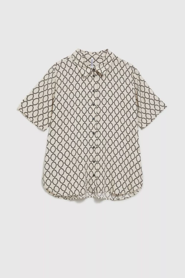 Koszula zapinana na guziki ze wzorem beżowa