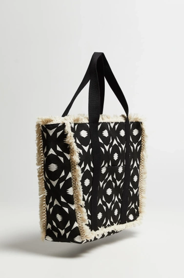 Duża torba z frędzlami czarna