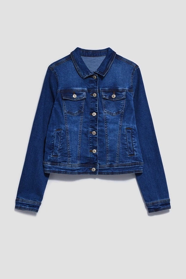 Kurtka jeansowa z kieszeniami niebieska