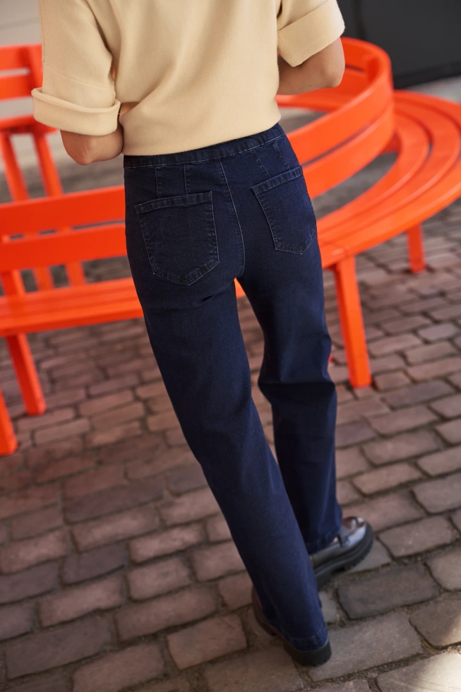 Jeansy wide leg granatowe