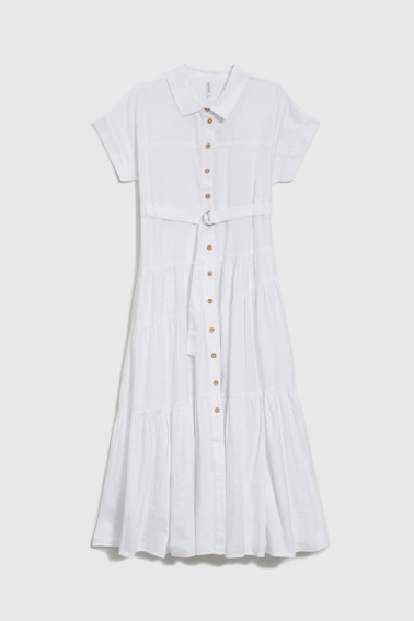 Bawełniana sukienka maxi z paskiem biała