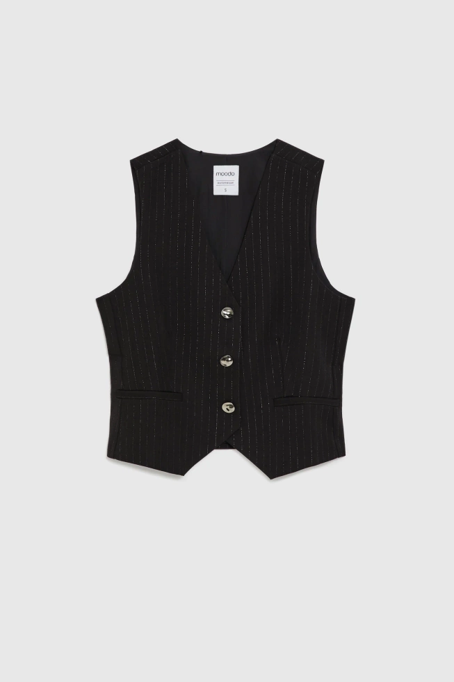 Kamizelka z ozdobnymi guzikami czarna
