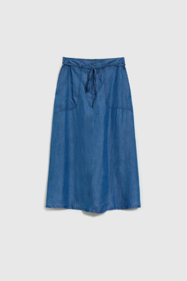 Gładka spódnica z kieszeniami niebieska