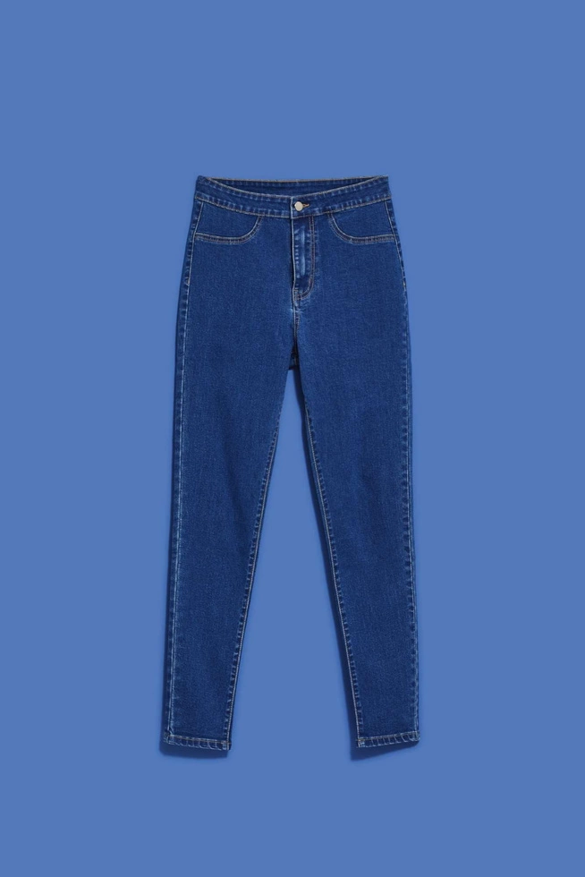 Jeansy z wysokim stanem niebieskie