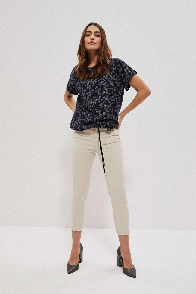 Gładkie spodnie 7/8 beżowe