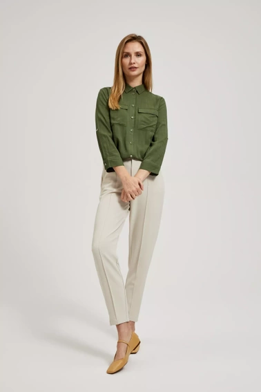 Koszula z kieszeniami i długimi rękawami khaki