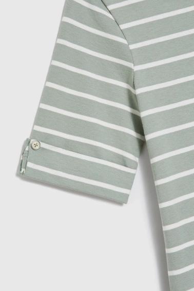 Bawełniana bluzka w paski oliwkowa