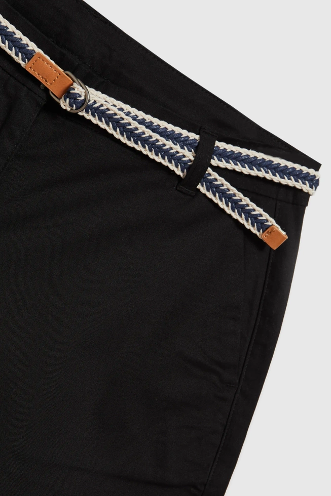 Bawełniane szorty z paskiem czarne