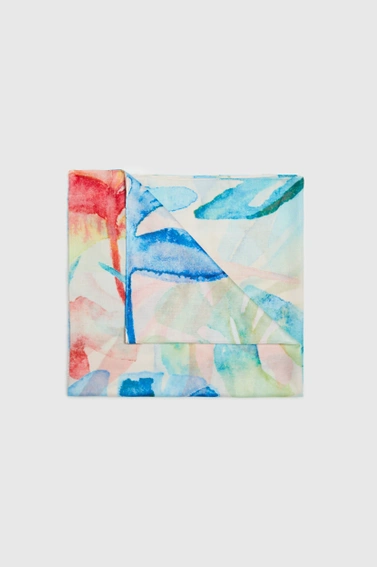 Wzorzysty szal niebieski damski