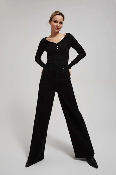 Jeansy wide leg z wysokim stanem