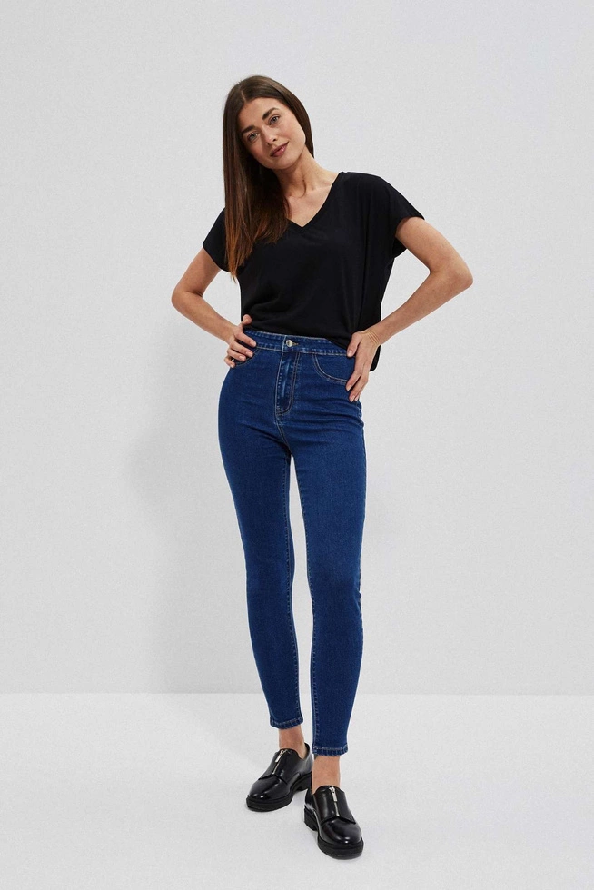 Jeansy z wysokim stanem niebieskie