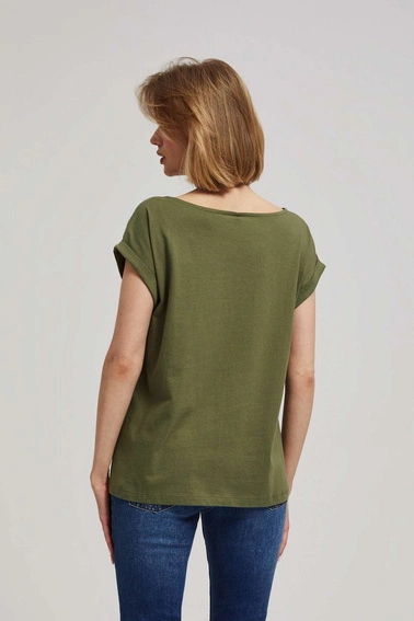 Bawełniany t-shirt oliwkowy