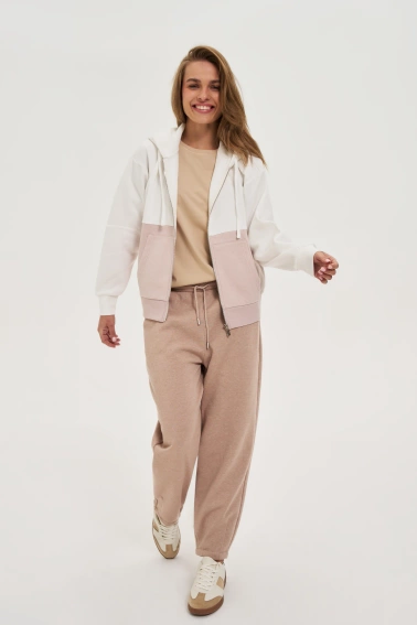 Bluza zapinana na zamek beżowa