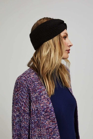 Ciepła opaska na głowę z dzianiny czarna