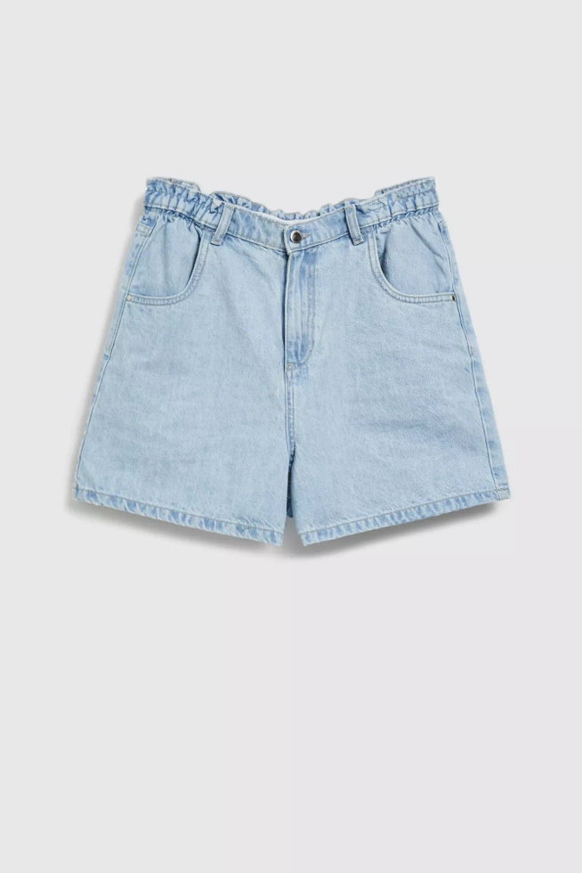 Jeansowe szorty z wysokim stanem niebieskie