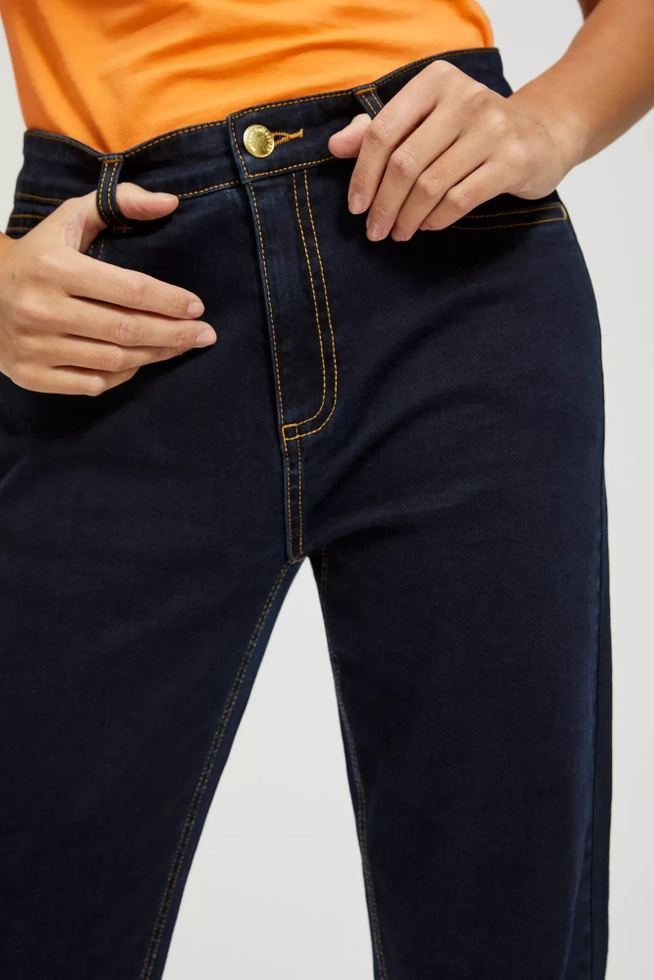 Jeansy bootcut z jasnymi przeszyciami granatowe