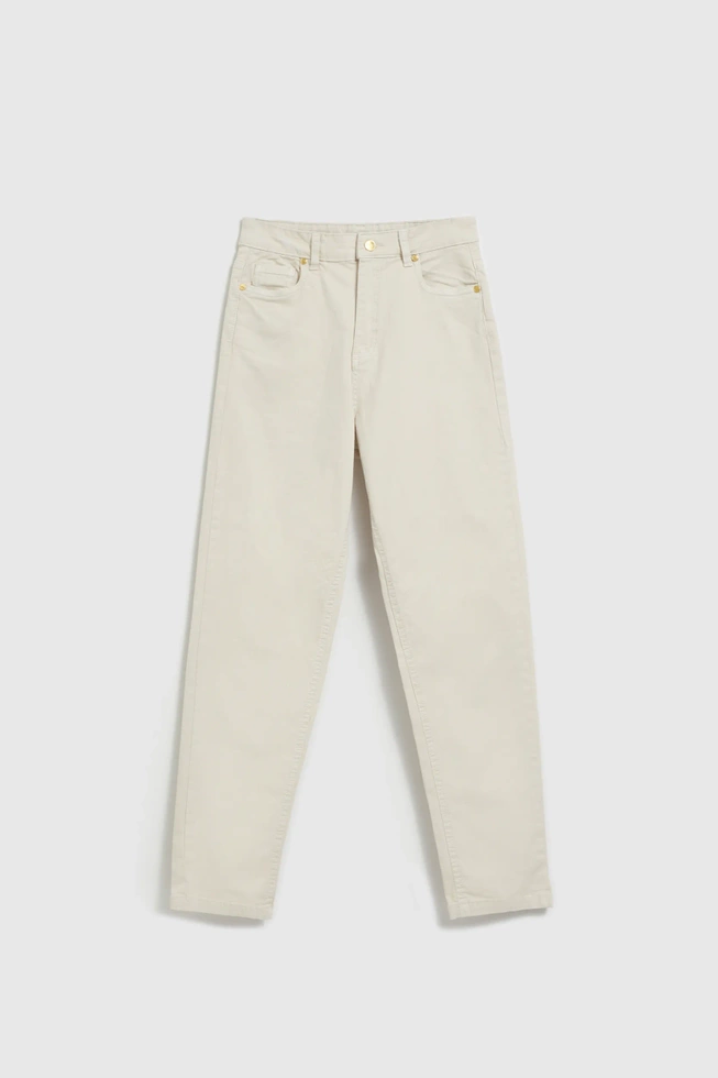 Jeansy mom fit bężowe