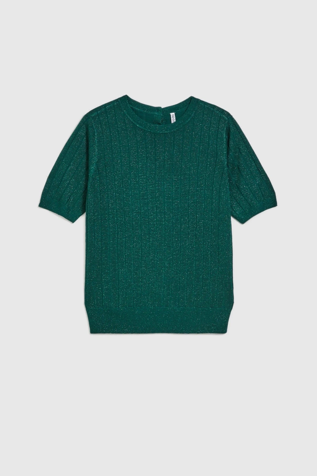 Wiskozowy sweter z metaliczną nitką zielony