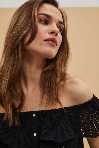 Ażurowa koszula czarna