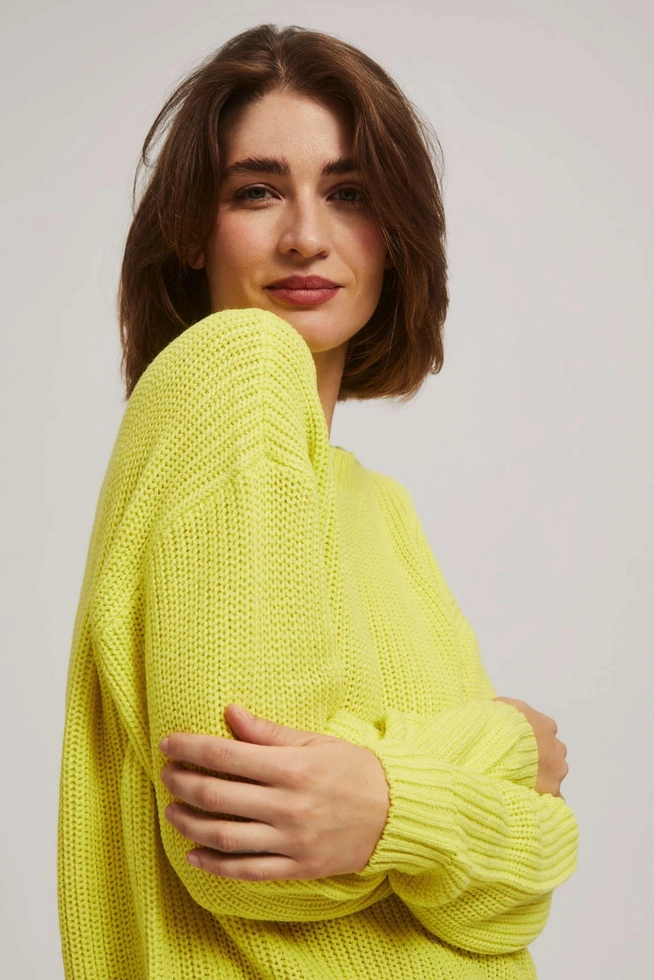 Sweter z okrągłym dekoltem limonkowy