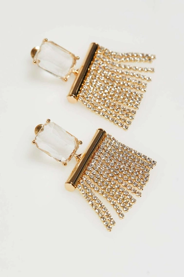 Wiszące kolczyki z cyrkoniami koloru złotego