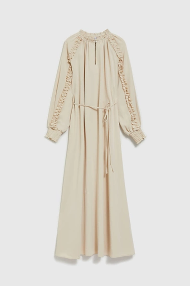 Sukienka maxi z falbankami beżowa