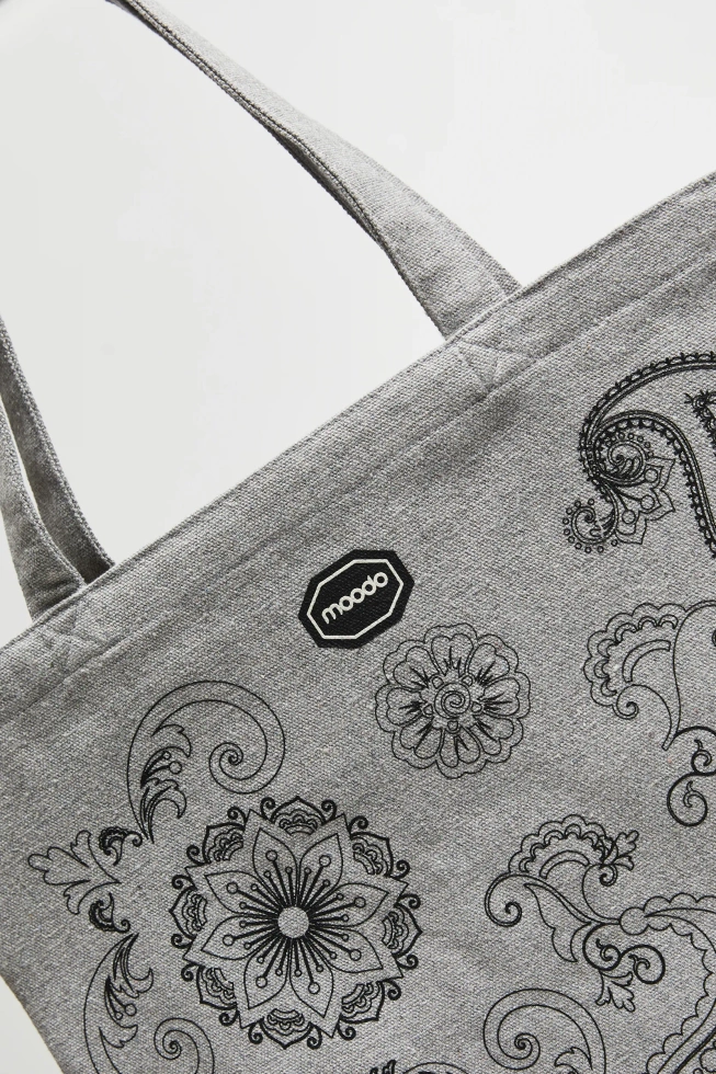 Torba shopper z nadrukiem szara