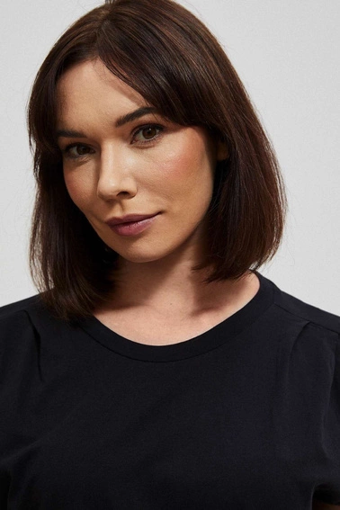 Bawełniana bluzka z krótkim rękawkiem czarna