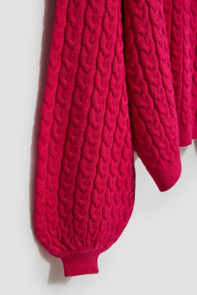 Sweter z golfem i bufiastymi rękawami fuksjowy