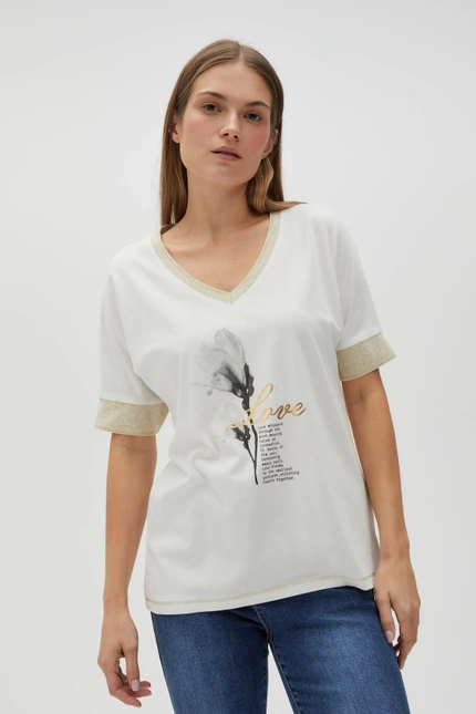 Bawełniana bluzka z nadrukiem biała