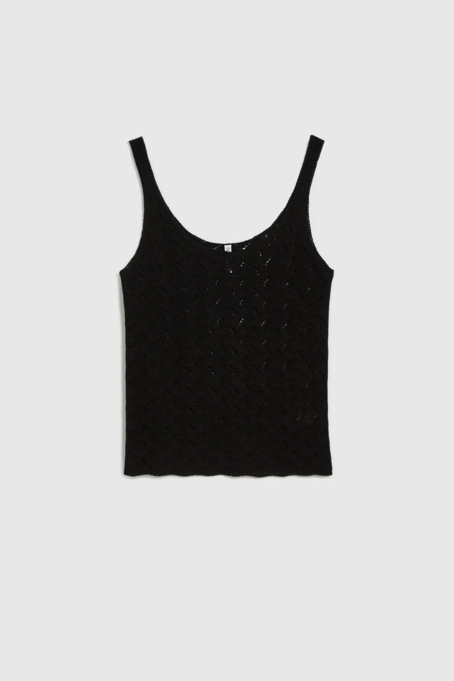 Ażurowy top czarny