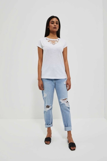 Bluzka z ażurowym dekoltem 